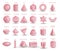 Vector realistic 3D pink geometric shapes isolated on white background. Maths geometrical figure form, realistic shapes