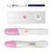 Vector realistic 3d pregnancy test with positive result set icon closeup isolated on white background. Different types