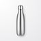 Vector Realistic 3d Silver Empty Glossy Metal Reusable Water Bottle with Silver Bung Closeup on White Background. Design