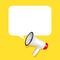 Vector Realistic 3d Simple White Megaphone with Speech Buble on Yellow Background. Design Template, Banner, Web. Speaker