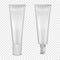 Vector realistic 3d white blank glossy closed and opened lip balm stick or hygienic lipstick in tube set closeup