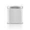 Vector realistic 3d white blank metal aluminium tin can container with silver cap square or rectangular shape closeup