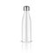 Vector Realistic 3d White Empty Glossy Metal Reusable Water Bottle with Silver Bung Closeup on White Background. Design