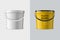 Vector Realistic 3d White Plastic Bucket for Food Products, Paint, Foodstuff, Adhesives, Primers, Putty Isolated. Design