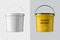 Vector Realistic 3d White Plastic Bucket for Food Products, Paint, Foodstuff, Adhesives, Primers, Putty Isolated. Design