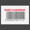 Vector realistic barcode Made in Germany on dark background.