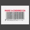 Vector realistic barcode Made in Indonesia on dark background.