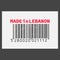 Vector realistic barcode Made in Lebanon on dark background.