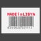 Vector realistic barcode Made in Libya on dark background.