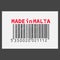Vector realistic barcode Made in Malta on dark background.