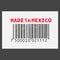 Vector realistic barcode Made in Mexico on dark background.