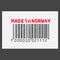 Vector realistic barcode Made in Norway on dark background.