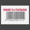 Vector realistic barcode Made in Taiwan on dark background.