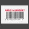 Vector realistic barcode Made in Uruguayl on dark background.