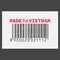 Vector realistic barcode Made in Vietnam on dark background.