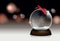 Vector realistic beautiful christmas still life with snowglobe and blurred lights in the background for your greeting card or