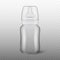 Vector realistic blank baby bottle icon with cap closeup isolated on transparency grid background. Sterile empty milk