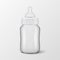 Vector realistic blank baby bottle icon closeup isolated on transparency grid background. Sterile empty milk container