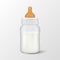 Vector realistic blank baby mother breast milk in baby milk bottle icon closeup isolated on white background. Sterile