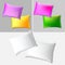 Vector realistic blank white rectangular pillow or cushion icon set isolated grey background.