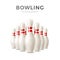 Vector realistic bowling skittle pins 3d icon