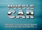 Vector realistic chrome car font, blue background