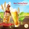 Vector realistic colorful background with brown bottle of beer, promotion banner with glass of frothy alcoholic drink.