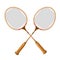 Vector realistic crossed racquet 3d icon for sport