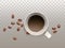 Vector realistic cup of coffee with coffee beans