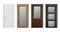 Vector realistic different closed white, brown and black wooden door icon set closeup isolated on white background
