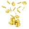 Vector realistic falling gold coins, rain of money