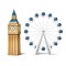 Vector realistic ferris wheel london eye big ben