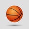 Vector realistic flying basketball closeup on transparent background. Design template in EPS10.