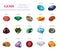 Vector Realistic Gems Jewerly Stones Big Collection. On White Background