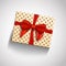 Vector Realistic Gift Box with Red Ribbon Isolated. Greeting Card Template