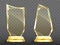 Vector realistic glass trophy awards on gold base