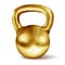 Vector realistic glossy gold kettlebell isolated on white background