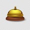 Vector realistic gold reception bell isolated on transparent background.