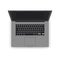 Vector realistic grey laptop mockup. 3d computer illustration detailed keyboard, screen, touch pad top view. Blank