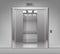 Vector Realistic Half-Open Chrome Metal Office Building Elevator on Background