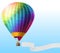 Vector realistic hot air balloon with blank ribbon