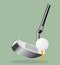 Vector realistic illustration. Golf club and ball. putter.