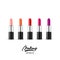 Vector realistic illustration of multicolor lipstick. Makeup icons set. Red and pink lipsticks on white background.