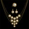 Vector Realistic illustration Of Pretty Luxury Gorgeous Gold Jewelry Set With Pearls Isolated On Black Background