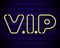 Vector realistic isolated neon sign of VIP lettering for decoration and covering on the wall background. Concept of private room,