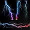 Vector realistic lightnings thunderbolt