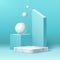 Vector realistic marble podium and geometric shape