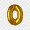 Vector realistic metallic gold letter balloon. Number zero