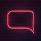 Vector realistic neon rectangle speech bubble on brick wall. Pink rectangle speech bubble neon sign.