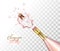 Vector realistic pink champagne explosion closeup